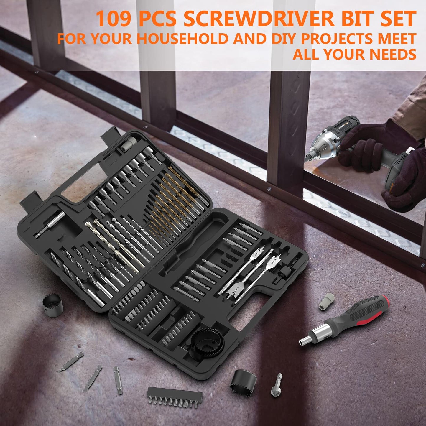 EnerTwist Drill Bit Set, 246-Pieces Drill Bits and Driver Set for Wood Metal Cement Drilling and Screw Driving, Full Combo Kit Assorted in Plastic Carrying Case, ET-DBA-246