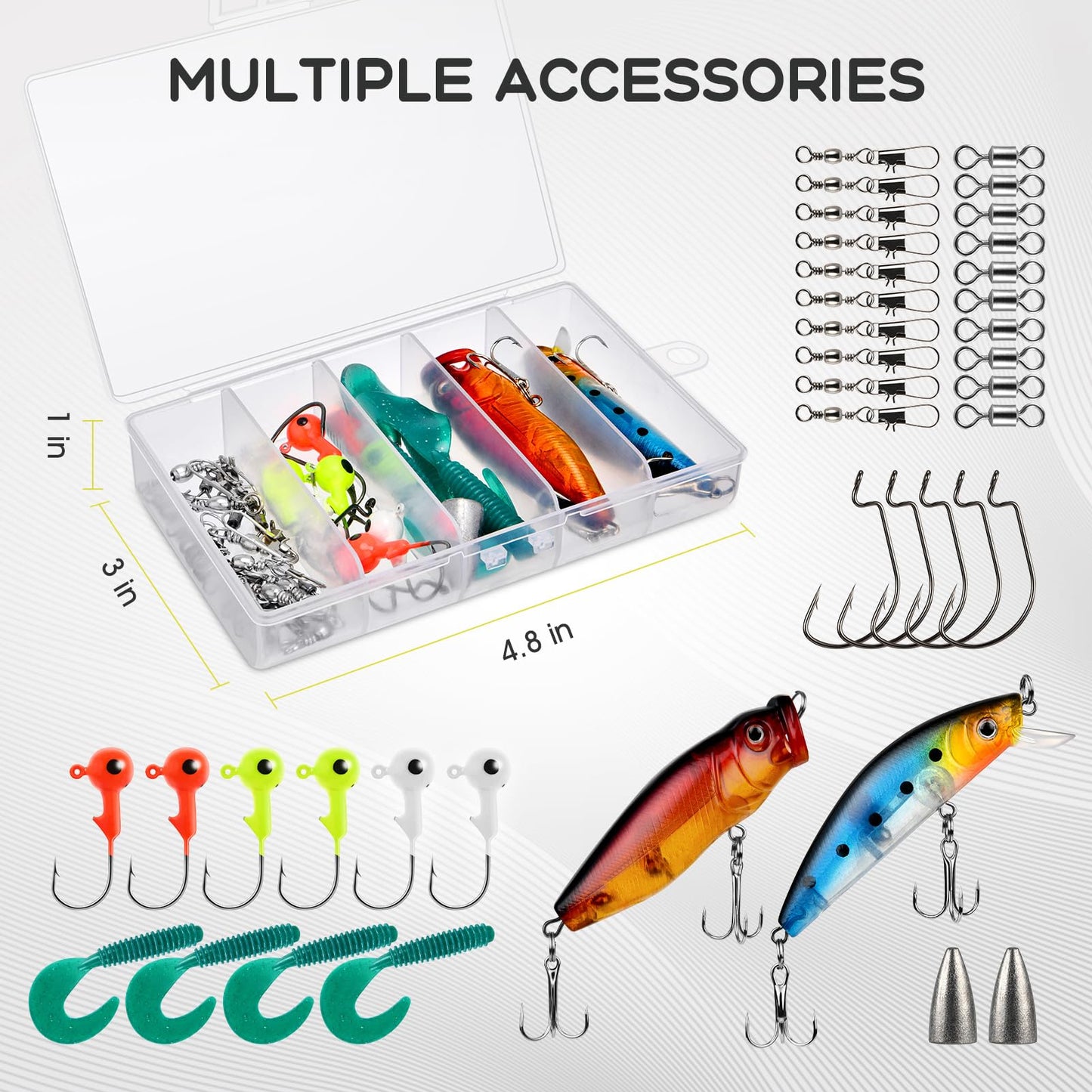 Fishing Rod and Reel Combo Telescopic Pole Set with Fishing Line, Fishing Lures Kit and Carrier Bag for Sea Saltwater Freshwater, 6/7/8/9 Feet