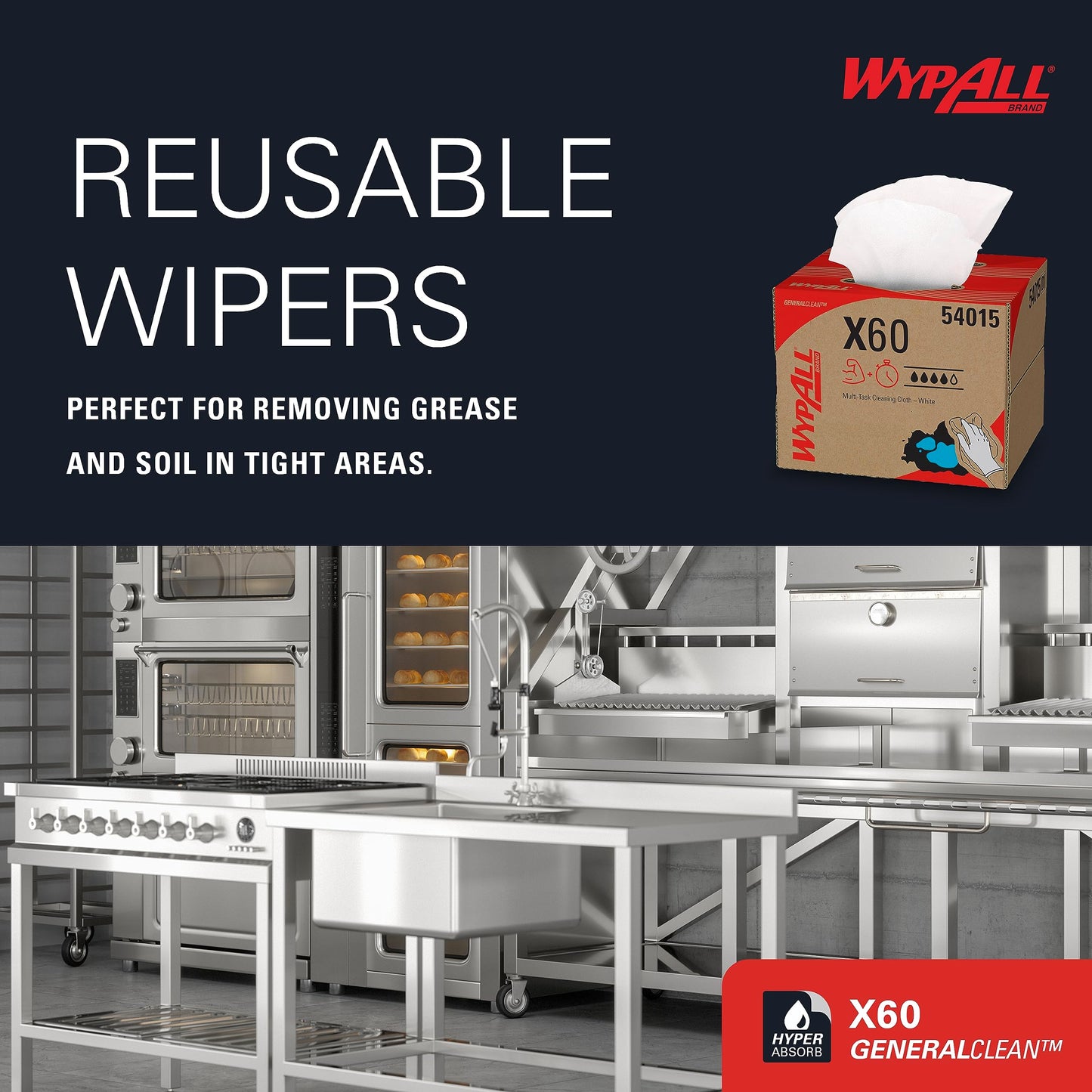 Wypall Gene Clean X60 Cloths Multi-Task Cleaning Wipes (34790), Strong and Absorbent Towels, White (10 Boxes of 118 Sheets, 1,180 Sheet Total)