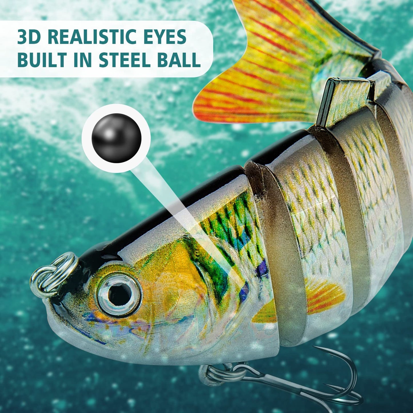 Bass Fishing Lure for Freshwater and Saltwater Lifelike Fishing Lures Multi Jointed Swimbait for Bass Trout Crappie Walleye Pike Fishing Gifts for Men