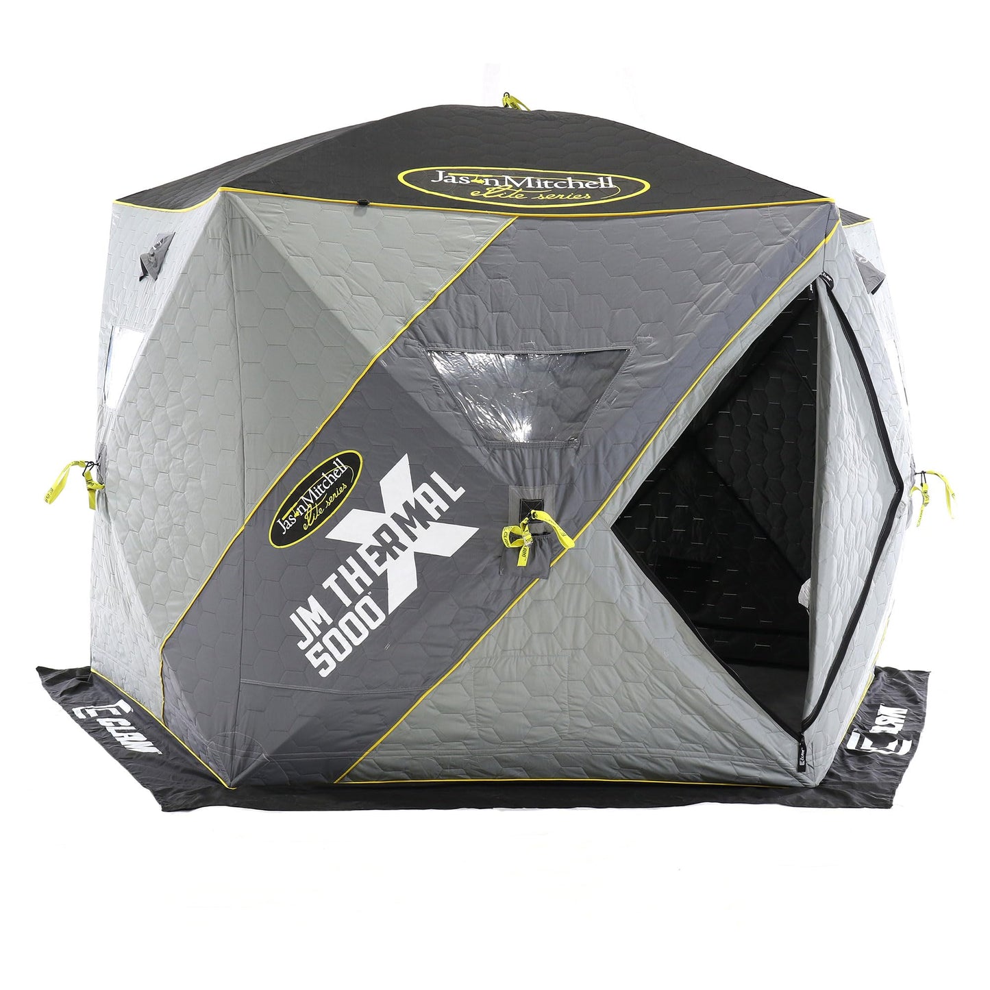 CLAM Portable Fishing Angler Thermal Hub Shelter Tent with Anchor Straps, Carrying Bag