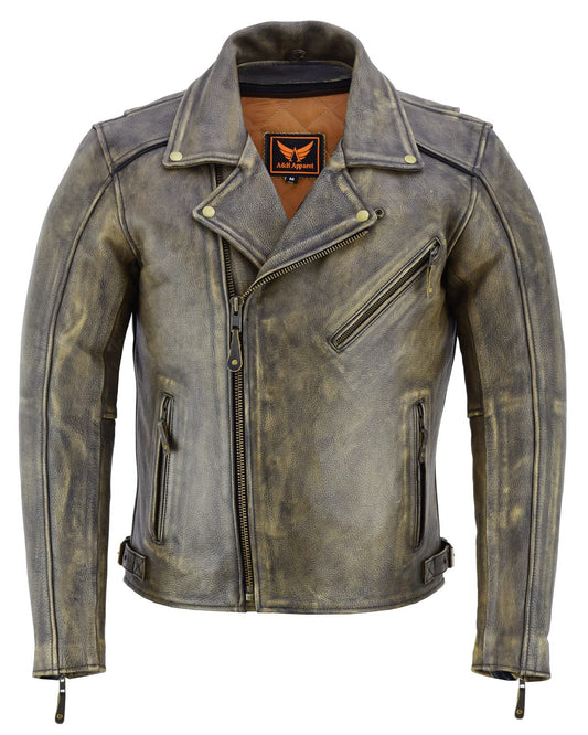 A&H Apparel - Men's Motorcycle Genuine Cowhide Leather Jacket: Classic Style in Genuine Cowhide Leather with Zip-Out Lining (Black, Medium)