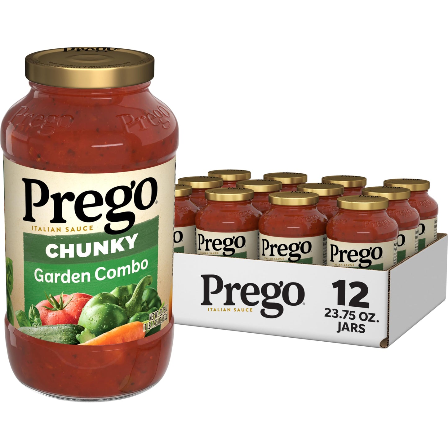 Prego Traditional No Sugar Added Pasta Sauce, 23.5 Oz Jar (Case of 6)