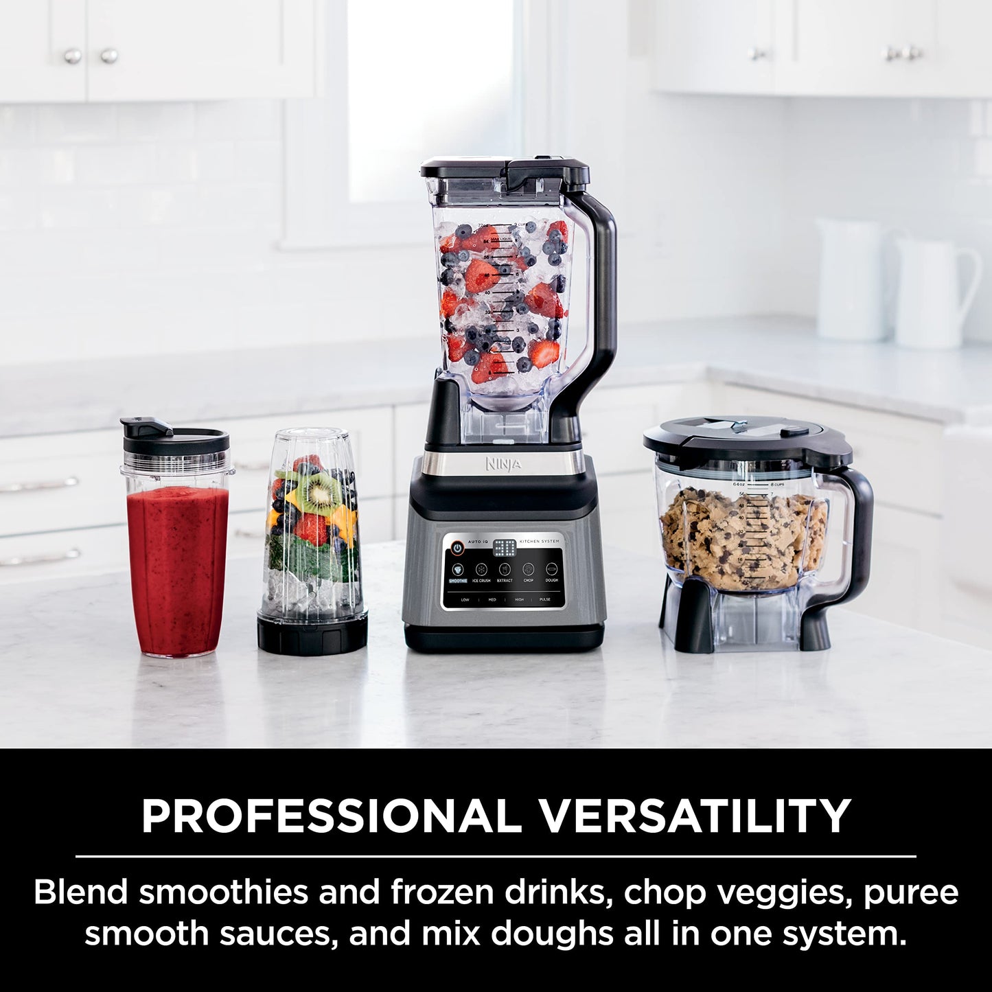 Ninja BN701 Professional Plus Blender, 1400 Peak Watts, 3 Functions for Smoothies, Frozen Drinks & Ice Cream with Auto IQ, 72-oz.* Total Crushing Pitcher & Lid, Dark Grey