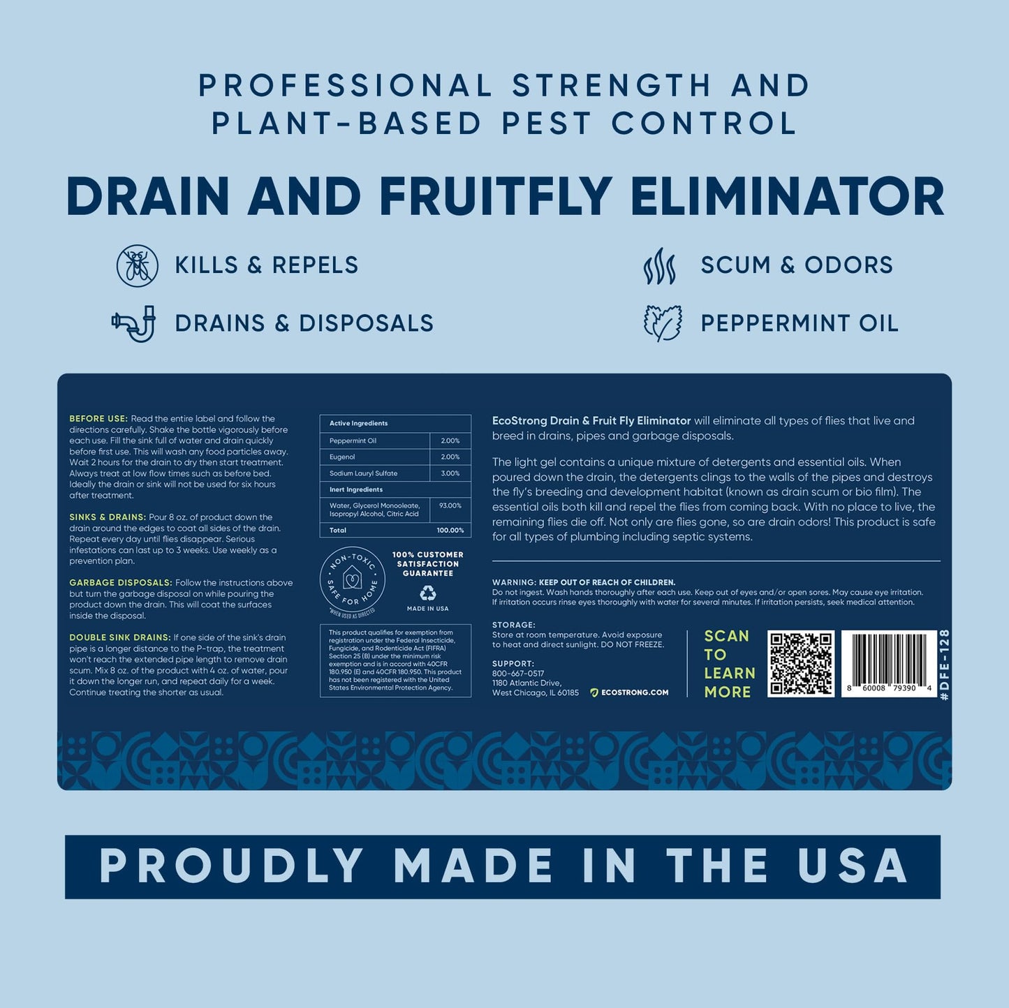Fruit Fly Drain Treatment | Drain Fly Eliminator | All-Natural, Eliminates Gnats, Sewer Flies and More - Works in All Drains - 1 Gallon