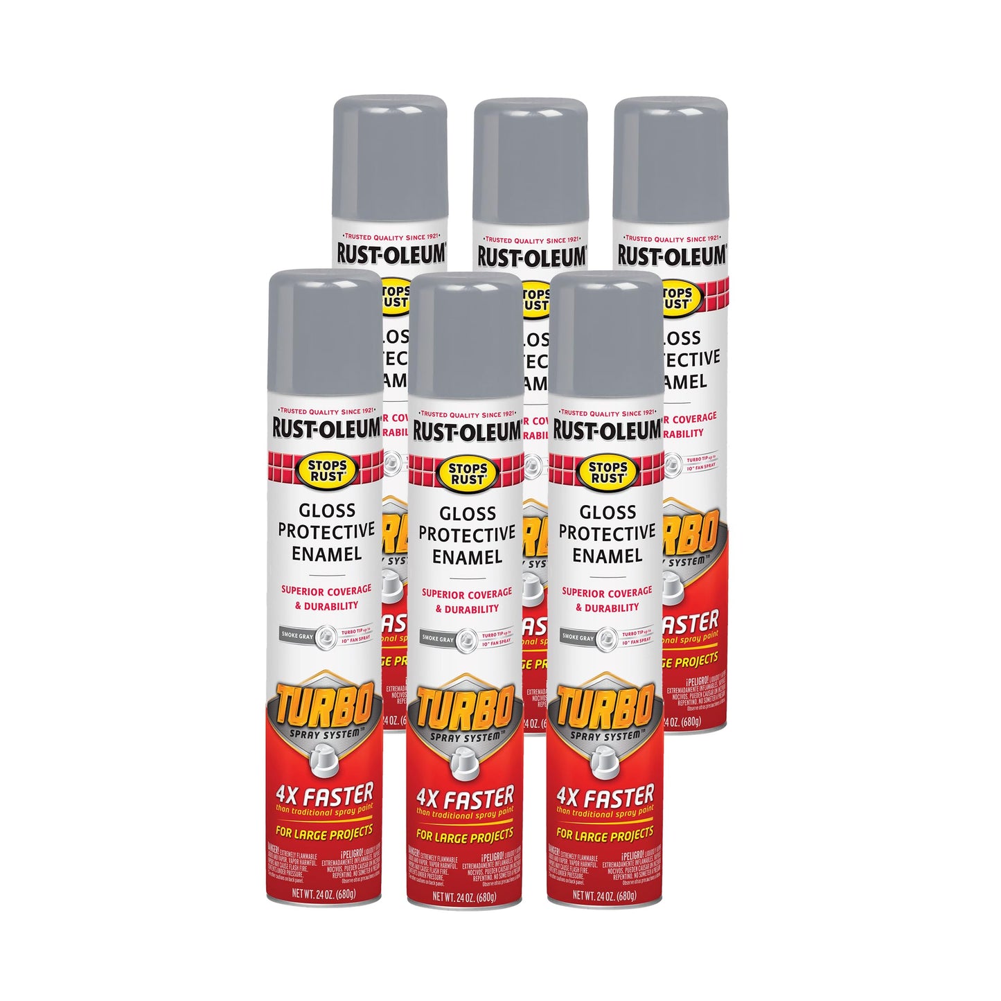 Rust-Oleum 376298 Stops Rust Turbo Spray System Spray Paint, 24 oz, Flat Black