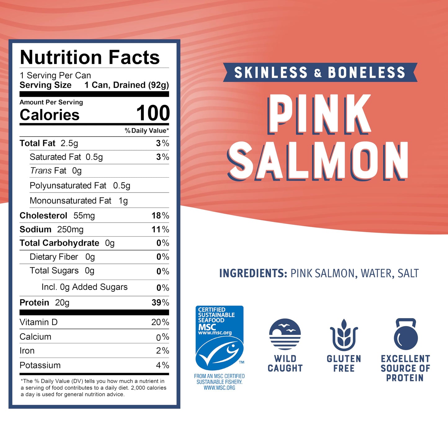 Bumble Bee Canned Pink Salmon, 14.75 oz Cans (Pack of 12) - Premium Wild Caught Salmon with Skin & Bones - 18g Protein per Serving - MSC Certified Sustainable Seafood, Non-GMO, Gluten Free, Kosher