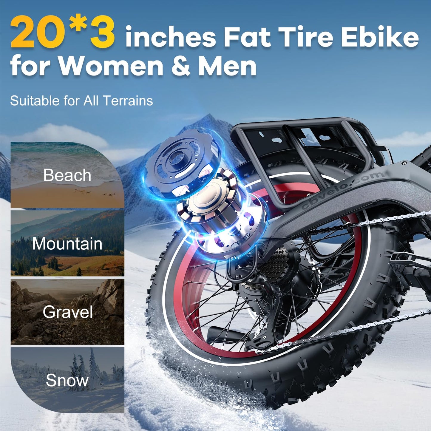1000W Folding Electric Bike, 48V 20.8AH Large Removable Battery E-Bike, 30+MPH, 80 Miles Max Range, 20" Fat Tire Electric Bike for Adults, Adult Electric Bicycles Commute E-Bikes For Women/Men