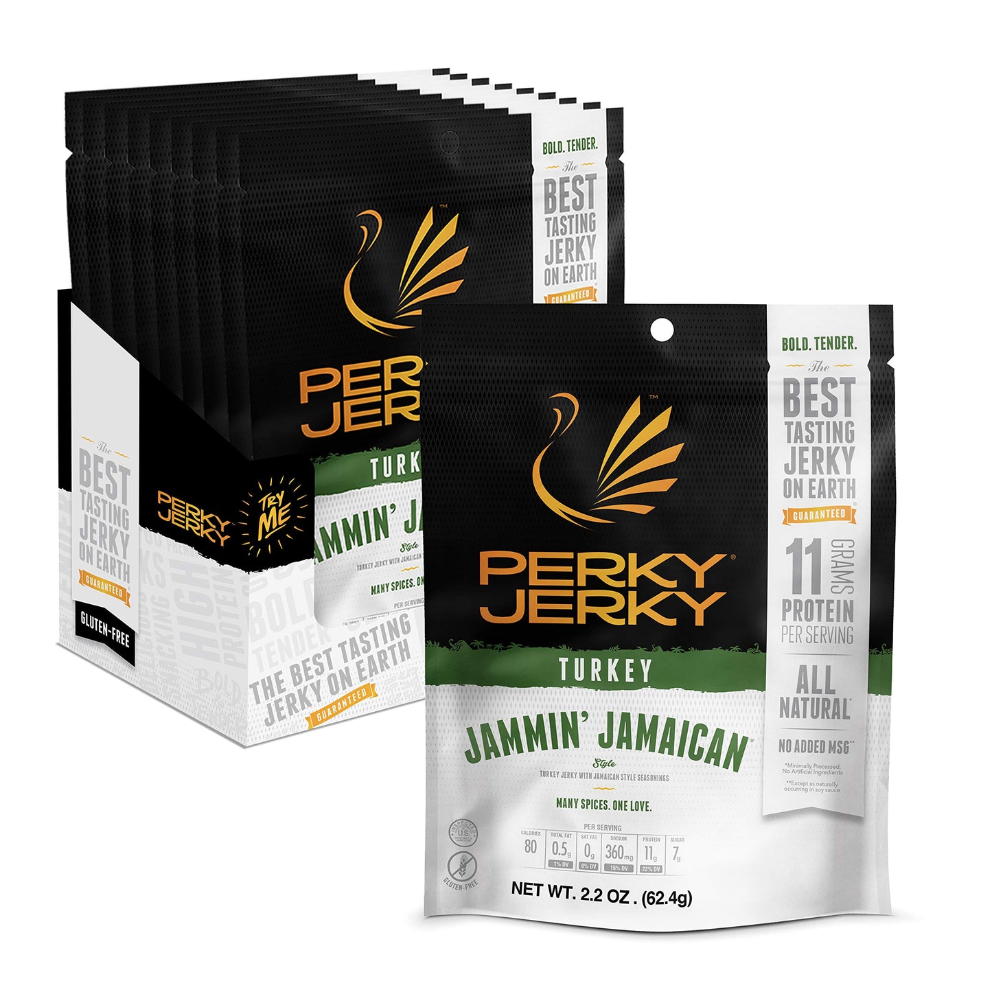 Perky Jerky Turkey Jerky Variety, 2.2 oz (Pack of 5) - Low Sodium - 7-10g Protein per Serving - Low Fat - 100% U.S. Sourced - Non-GMO
