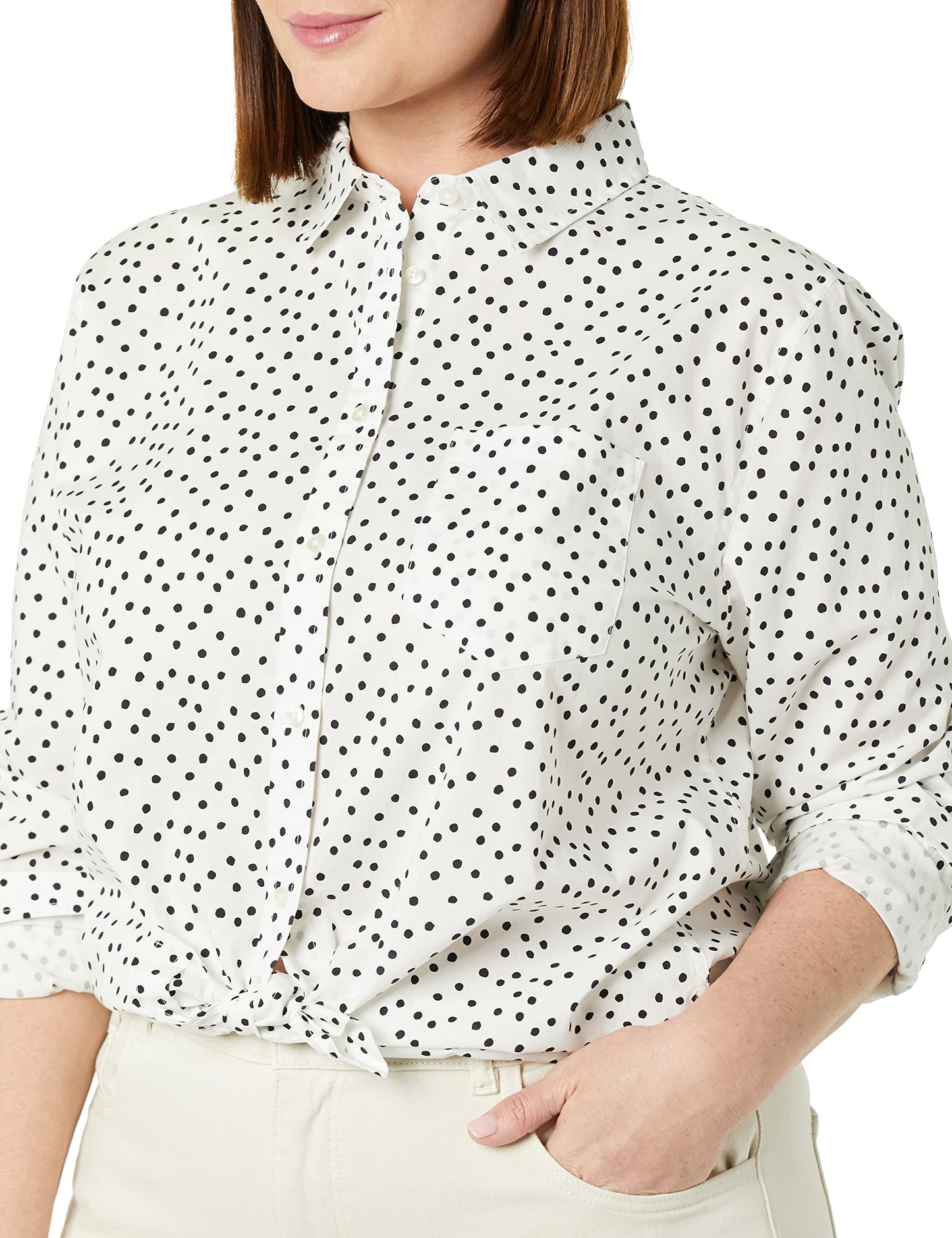 Amazon Essentials Women's Regular-Fit Long-Sleeve Button-Down Poplin Shirt, Business Casual, Office Work
