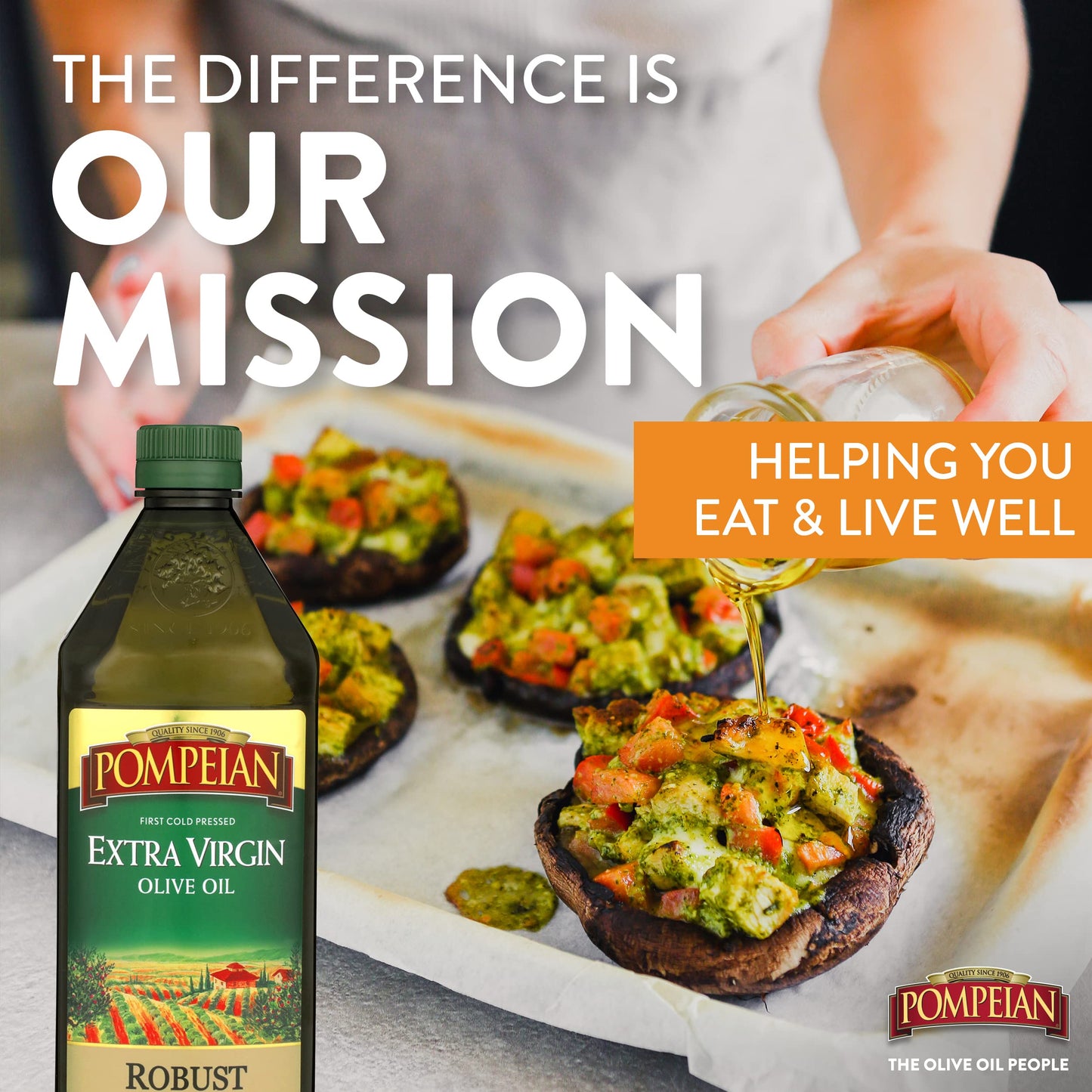 Pompeian Robust Extra Virgin Olive Oil, Contains Polyphenols, First Cold Pressed, 68 Fl Oz