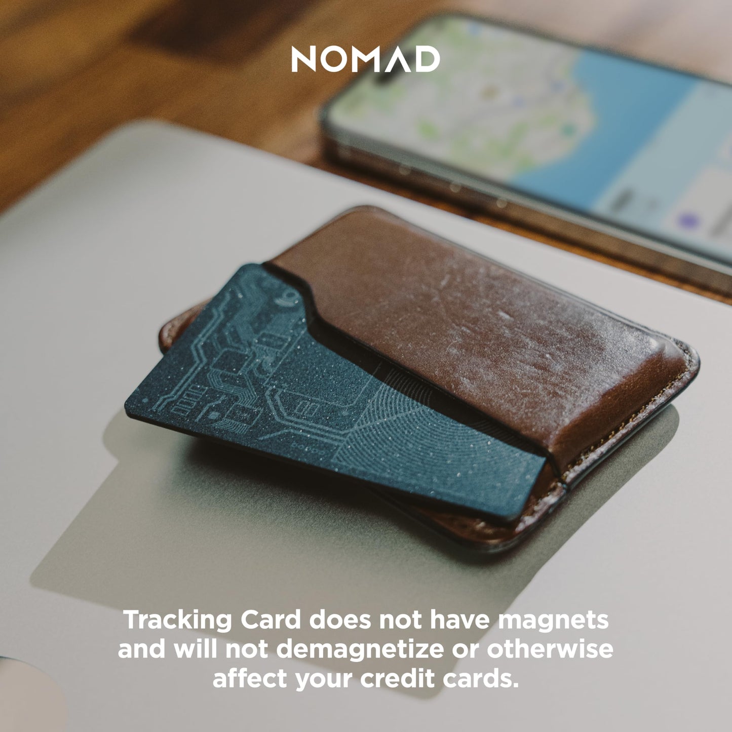 Nomad Tracking Card, Slim Card Tracker With IPX7 Waterproof and Dust Proof - Card Tracker for Wallet, Luggage & Passport, 5 Months Gps Tracker Long Battery Life, Rechargeable, Compatible with iOS Only