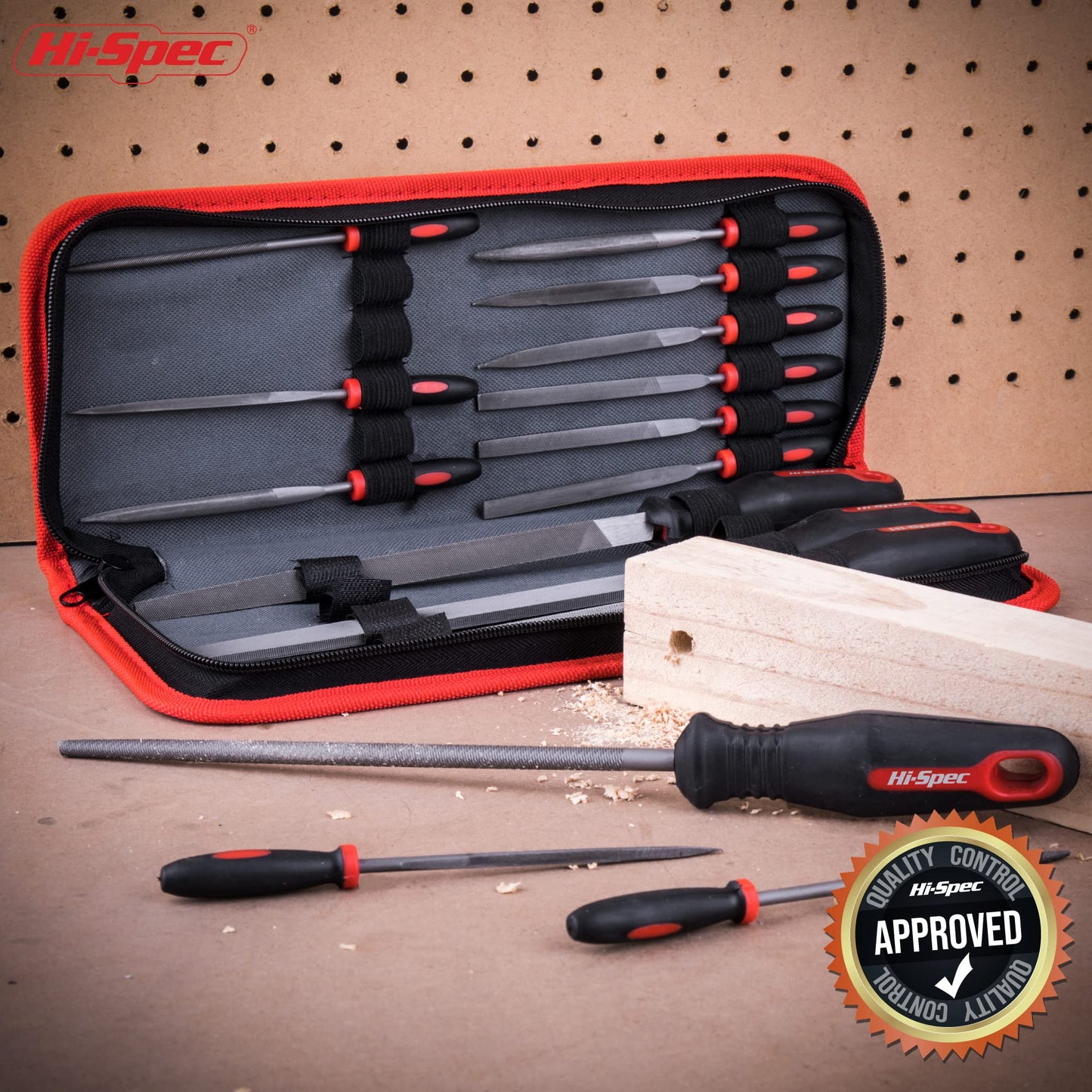 Hi-Spec 17 Piece Metal Hand & Needle File Tool Kit Set. Large & Small Mini T12 Carbon Steel Flat, Half-Round, Round & Triangle Files. Complete in a Zipper Case with a Brush