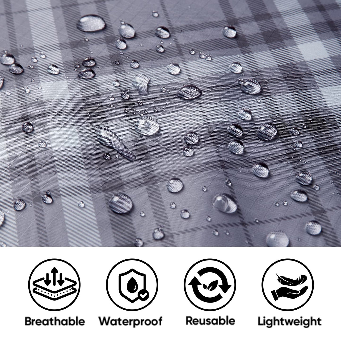 PTEROMY Hooded Rain Poncho for Adult with Pocket, Waterproof Lightweight Unisex Raincoat for Hiking Camping Emergency