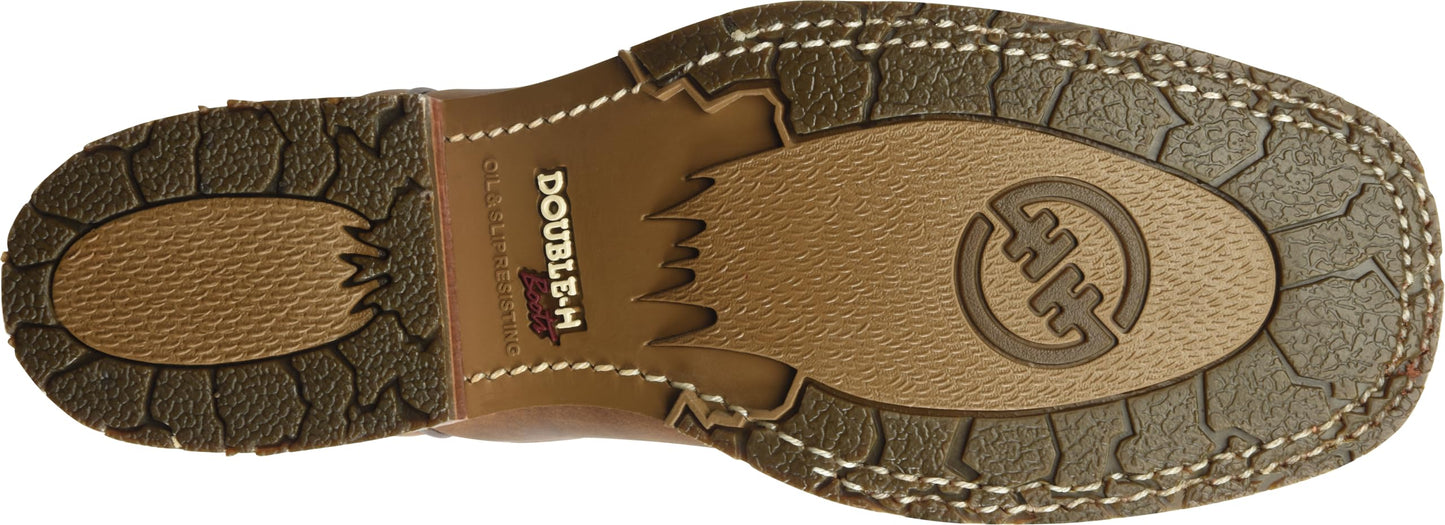DOUBLE-H 11" Anton Steel Toe Western Boots for Men - Square Toe Leather Upper with Oil- and Slip-Resistant I.C.E. Outsole, EH-Rated and Made in USA