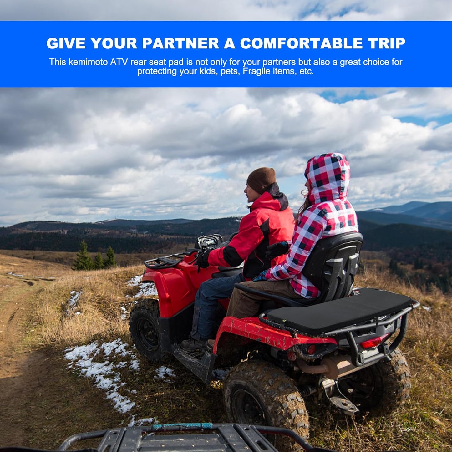 MYDAYS Universal ATV Rack Pad, Breathable Shock Absorption Water-Resistant ATV Seat Cushion for Four Wheeler Polaris Sportsman Kawasaki Arctic Cat