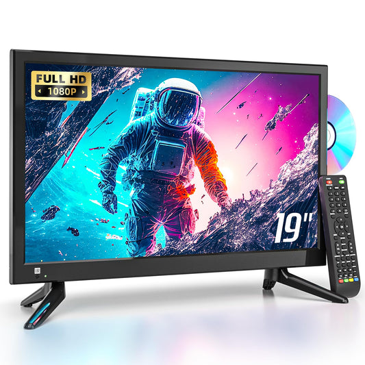 Desobry 19 INCH TV with DVD Player Built in 1080P LCD TV DVD Player Combo with HDMI USB Monitor for Home, Kitchen, RV Camper, or Office,