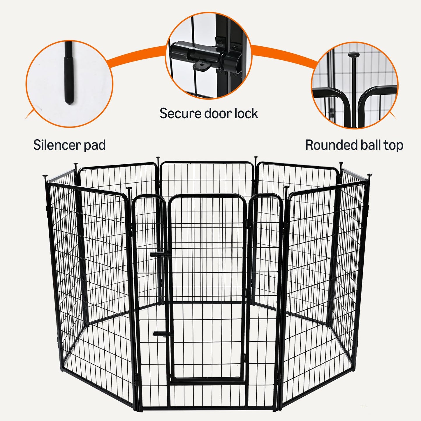 Amazon Basics Dog Playpen, 8 Panels Metal Fence with Door, Foldable for Indoor and Outdoor Use, Suitable for Small to Medium Sized Dogs, 48 Inch Height, Black