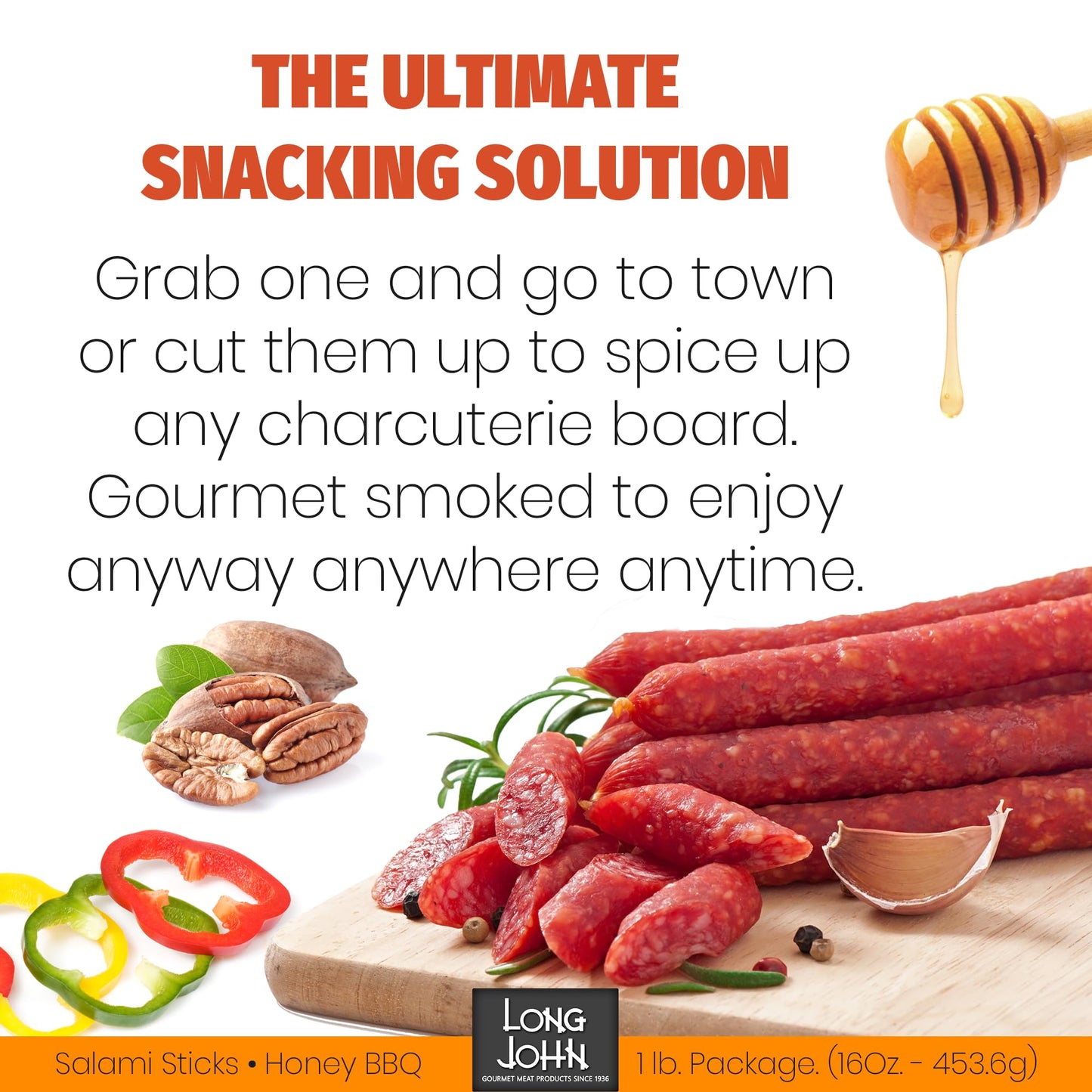 Long John Snacks Italian Style Dried Salami Stix – Premium Italian Blend Hand Crafted Pork & Beef Cuts – Gluten-Free, Bold Flavor & Low Heat – Smoked & Italian-Style Dried to Perfection - 16oz.