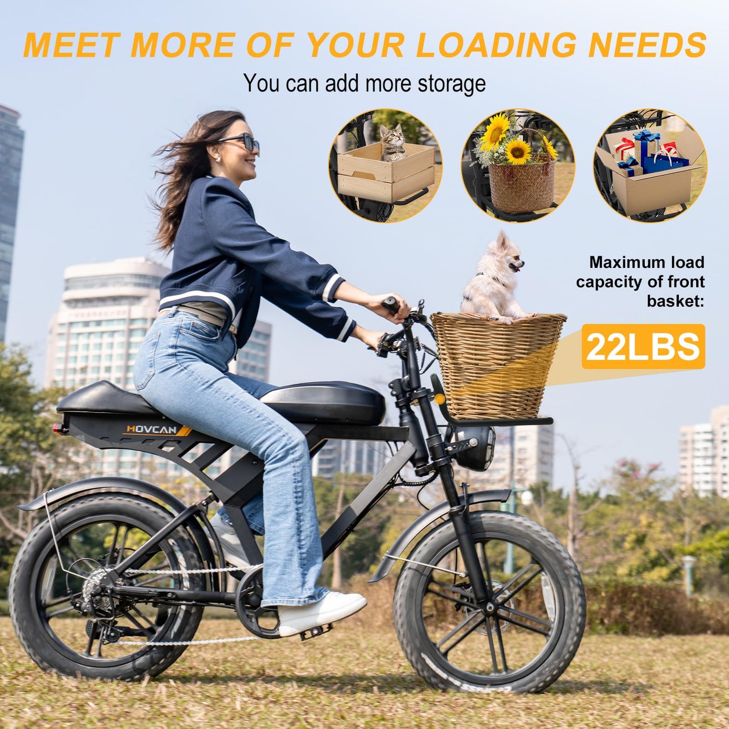 MOVCAN V30MAX/V30 Electric Bike for Adults 1500W/1000W Motor 20" Fat Tire Ebike, 32MPH/28MPH 120/70 Miles,48V 31.2/15.6 AH Dual Battery Hydraulic Disc Brake Electric Motorcycle Bike Full Suspension