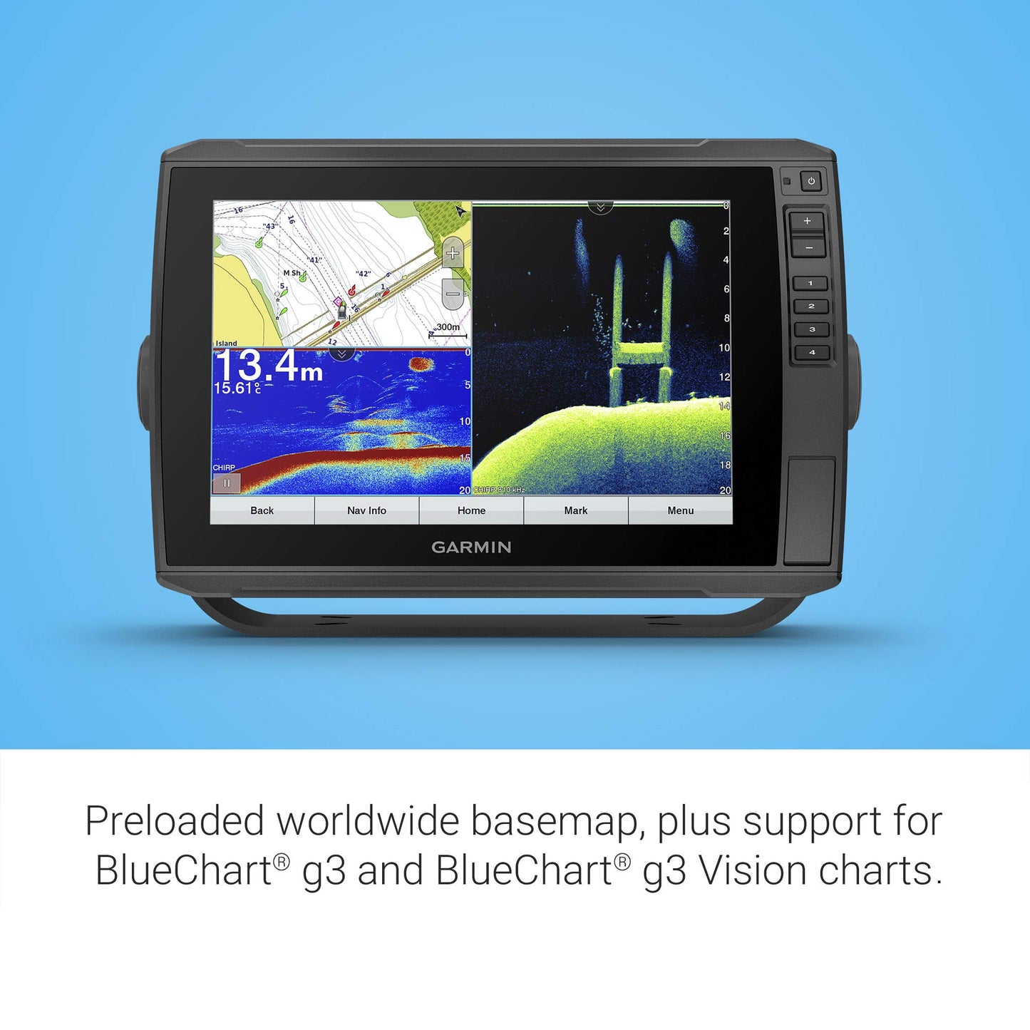 "Garmin ECHOMAP UHD 93sv with GT56UHD-TM Transducer, 9"" Keyed-Assist Touchscreen Chartplotter with U.S. LakeVü g3 and Added High-Def Scanning Sonar" (010-02523-01)