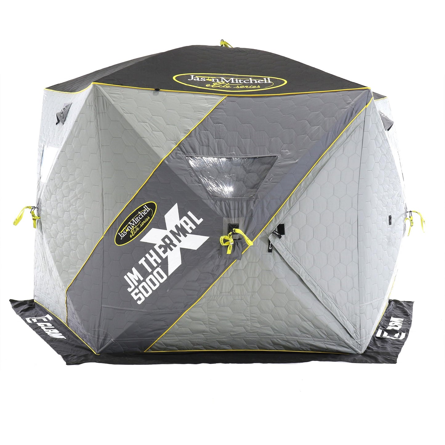 CLAM Portable Fishing Angler Thermal Hub Shelter Tent with Anchor Straps, Carrying Bag