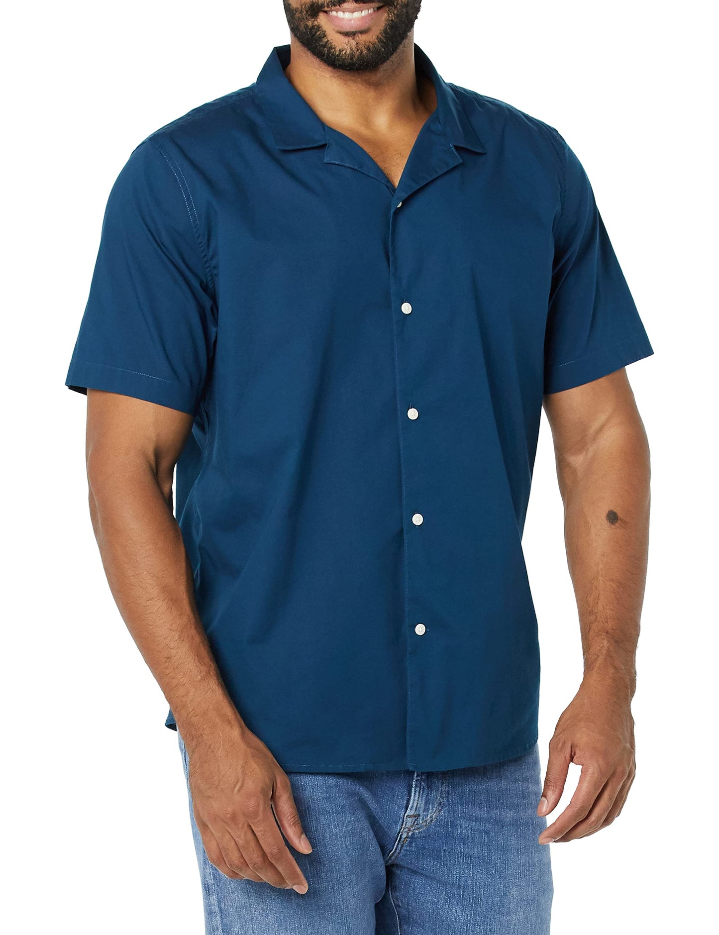 Amazon Essentials Men's Vacation Cotton Button-Down Short Sleeve Resort Shirt
