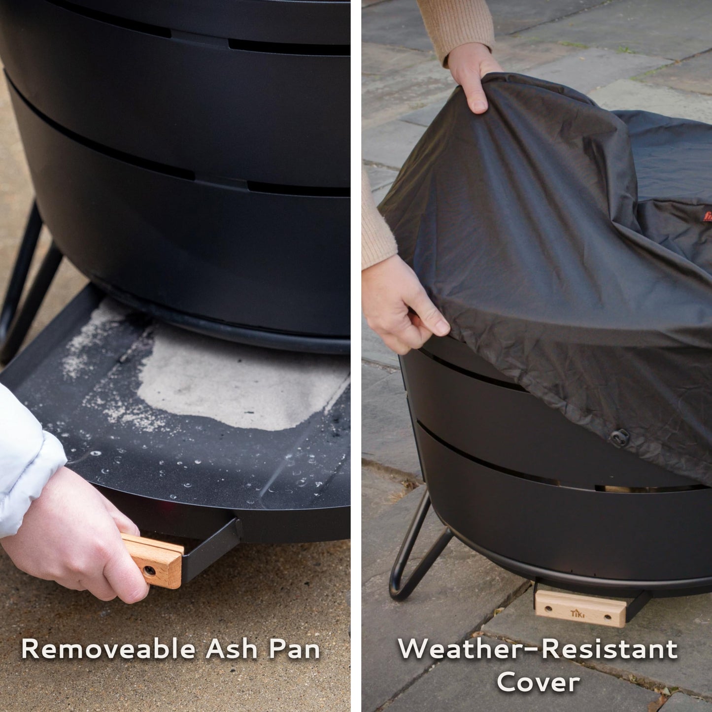 25-Inch Smokeless Patio Fire Pit, Wood Burning with Removable Ash Pan & Weather-Resistant Cover, Modern Black Design – Ideal Outdoor Smokeless Fire Pit for Backyard & Patio