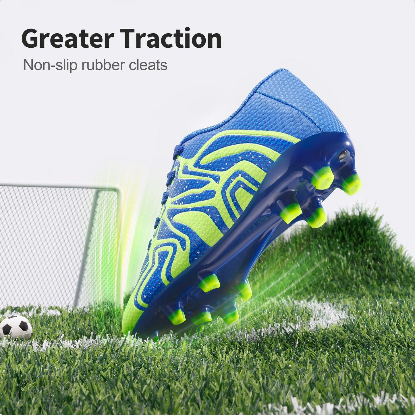 DREAM PAIRS Boys Girls Soccer Cleats Youth Firm Groud Baseball Cleats Sport Athletic Outdoor Trainning Football Shoes for Little/Big Kid,Size 13 Little Kid,Royal/Lemon/Green/Silver,160472-K