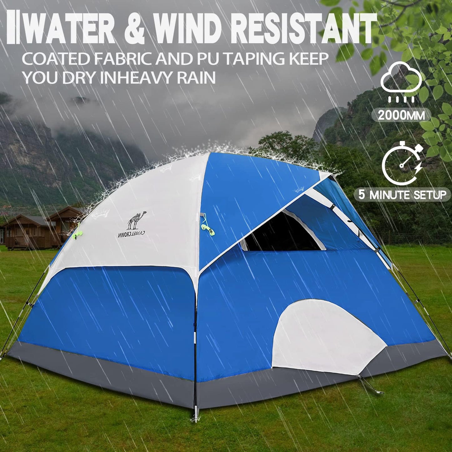CAMEL CROWN Tents for Camping 2/3/4/5 Person Camping Dome Tent, Waterproof,Spacious, Lightweight Portable Backpacking Tent for Outdoor Camping/Hiking