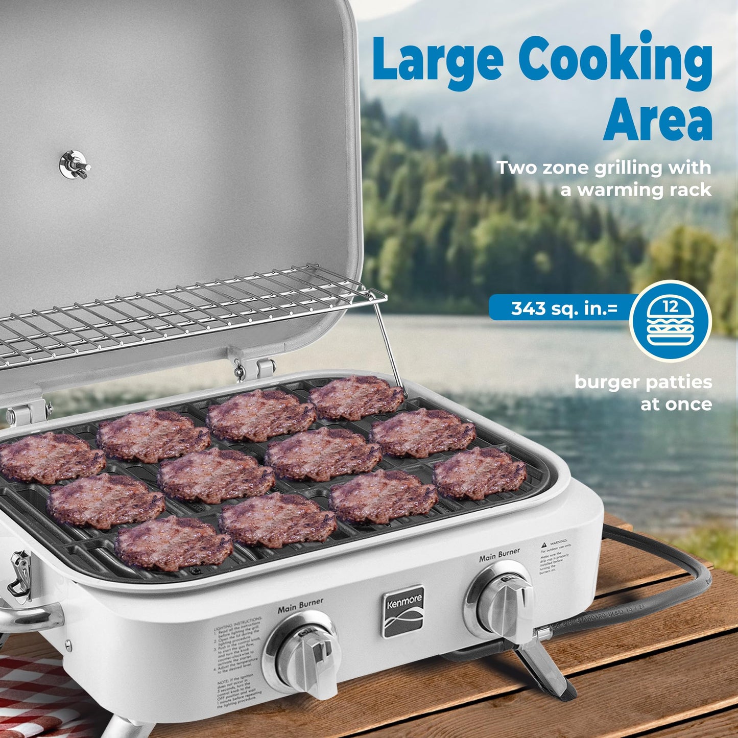 Kenmore 2-Burner Portable Tabletop Retro Gas Grill