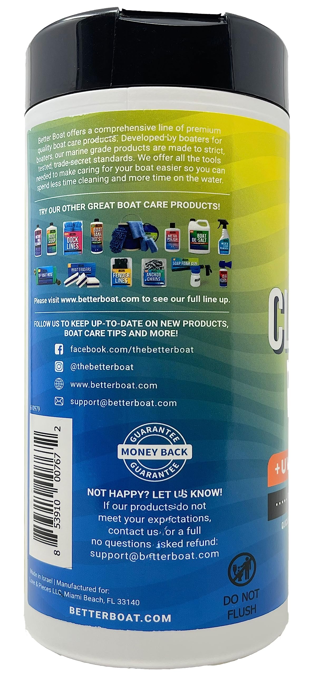 Boat Cleaner Wipes with UV Protection, Marine Vinyl Cleaner and Protectant, for Boat Seats, Car Leather, Dashboard, Console, Interior, and Exterior Cleaning Supplies