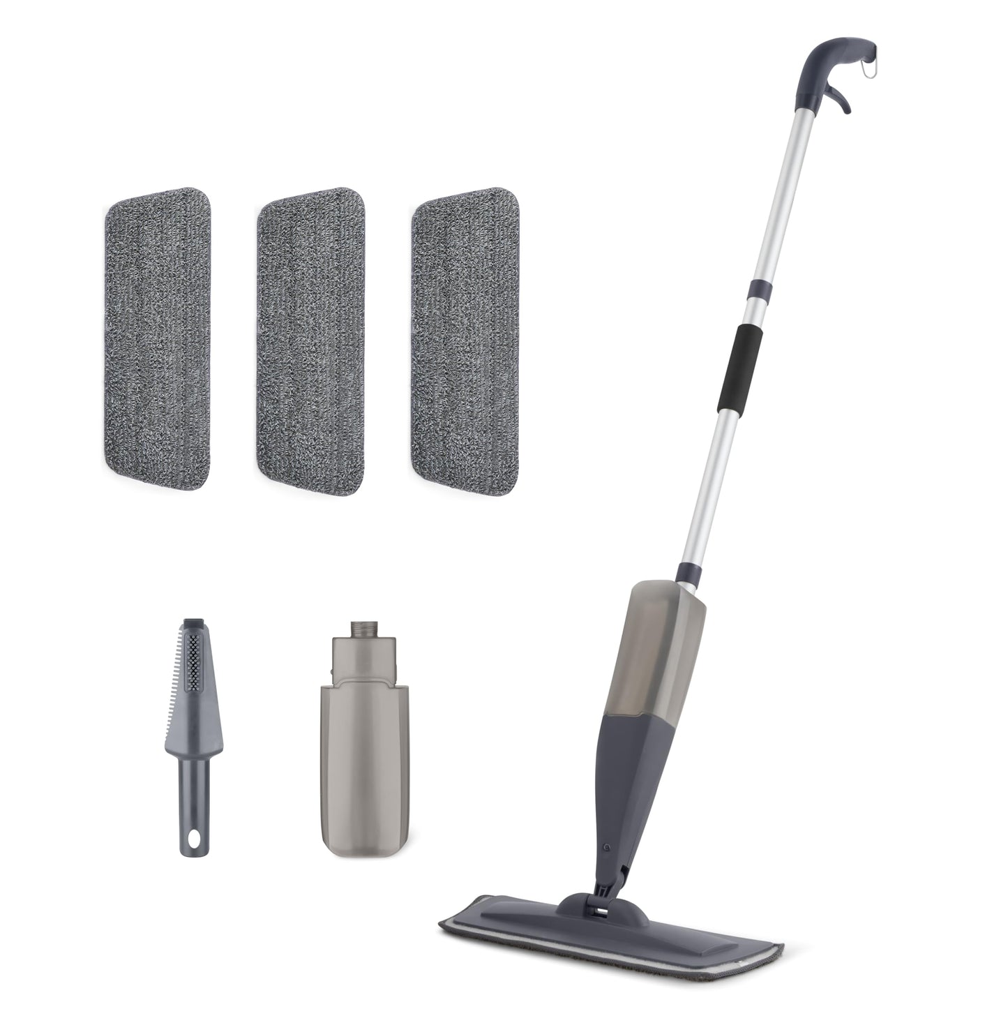 Amazon Basics Dry and Wet Floor Spray Mop, 360-Degree Swivel Spray Mop for Hardwood Tile Laminate Floor Cleaning with 16.9 oz Refillable Tank, 49-inch, 3-Pack Washable Pads
