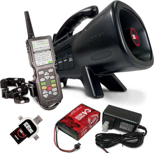 Icotec Night Stalker+ Game Call Bundle - Includes A Remote Holder, SD Card Reader, C4 Lithium Battery