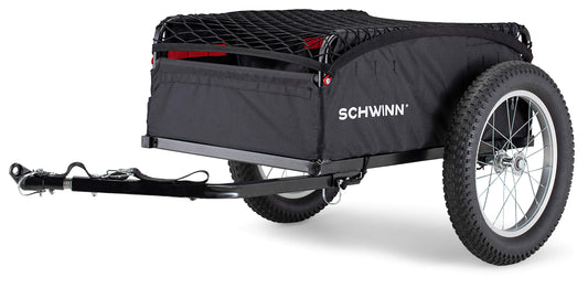 Schwinn Porter Bike Cargo Trailer, Holds up to 100 lb, Universal Coupler, Folding Frame, Quick-Release Wheels, 16-Inch Air-Filled Tires, Interior D-Rings, Schwinn Bike Trailer for Carrying Cargo