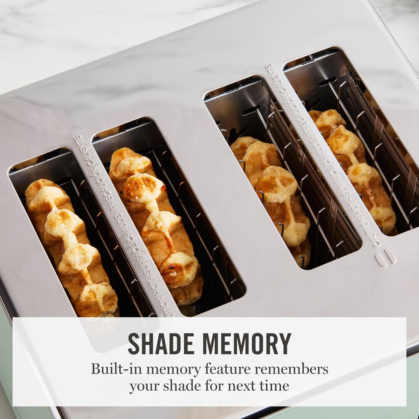 Martha Stewart 4 Slice Toaster, 10 Shade Settings with Defrost, Cancel, Bagel & Gluten-Free, Extra-Wide Self-Centering Slots for Waffles, Artisan Bread, Removable Crumb Tray, Cord Wrap,1800W, Honeydew