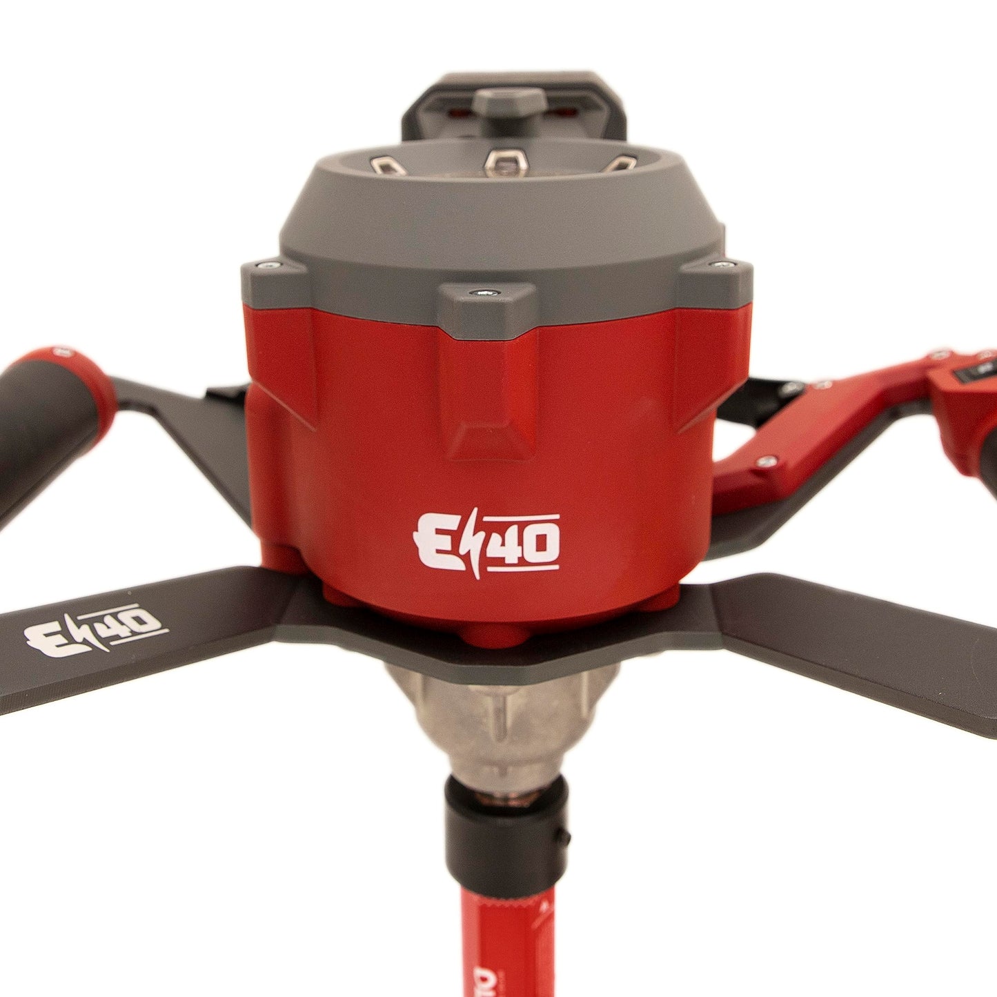 Eskimo E40 Electric Ice Fishing Auger, Full Power 40v Lithium-ion Battery, Lightweight Powerhead, Turbo Cutting System, Multi-Edge Blades, Red