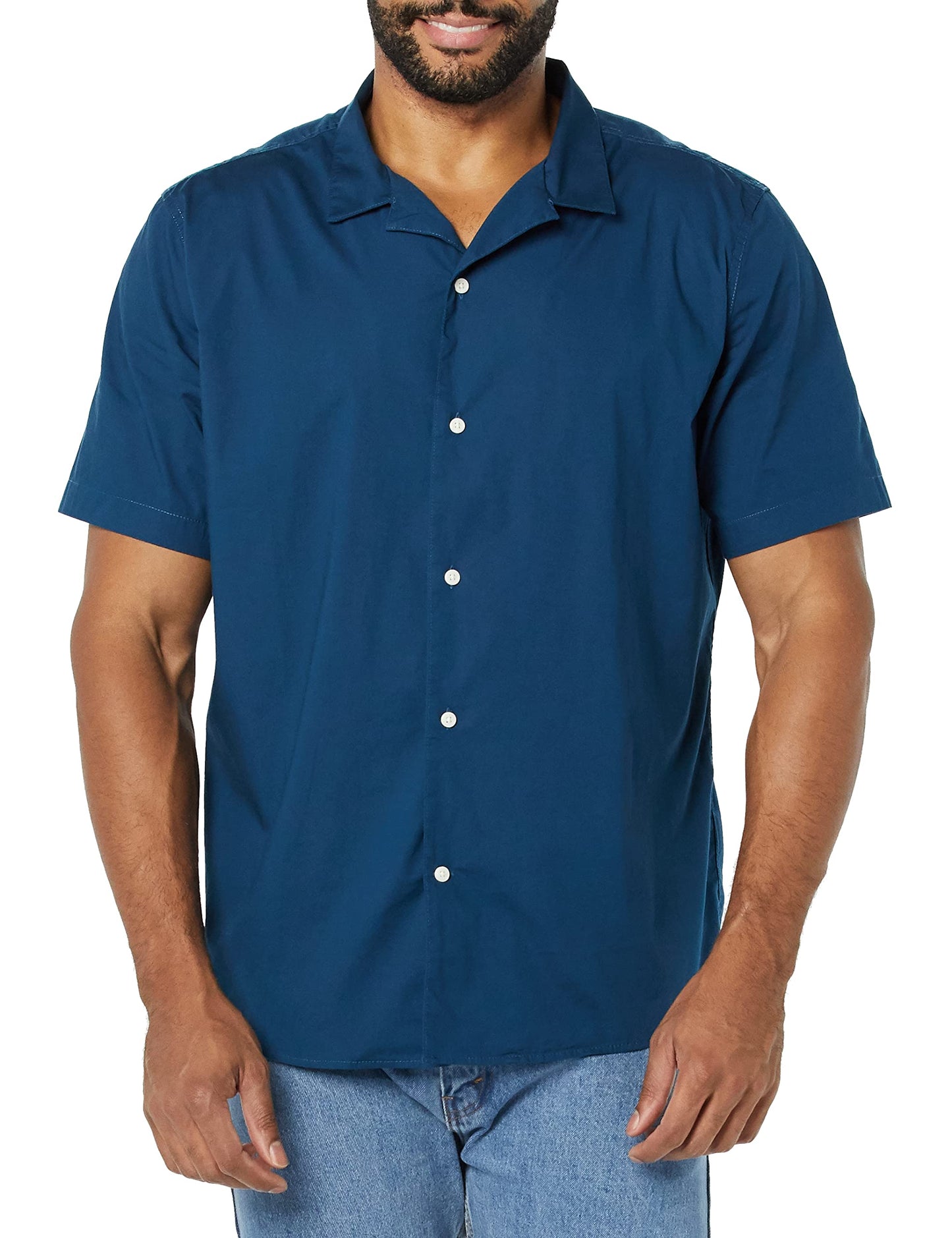 Amazon Essentials Men's Vacation Cotton Button-Down Short Sleeve Resort Shirt