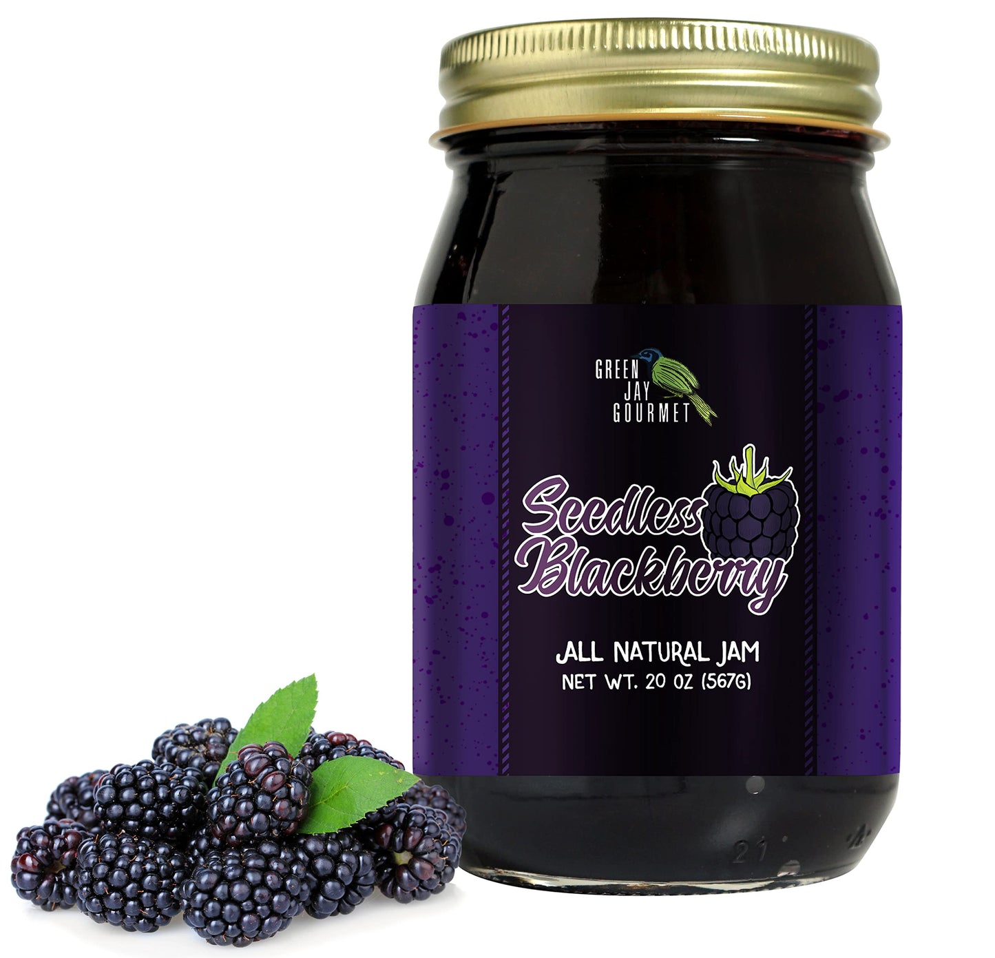 Green Jay Gourmet Spicy Jam Variety Pack - All-Natural Raspberry Jalapeno Jam, Strawberry Jalapeno Jam, Blackberry Jalapeno Jam - Vegan, Gluten-free Jam - No Preservatives - USA Made - 3 x 20 Ounces