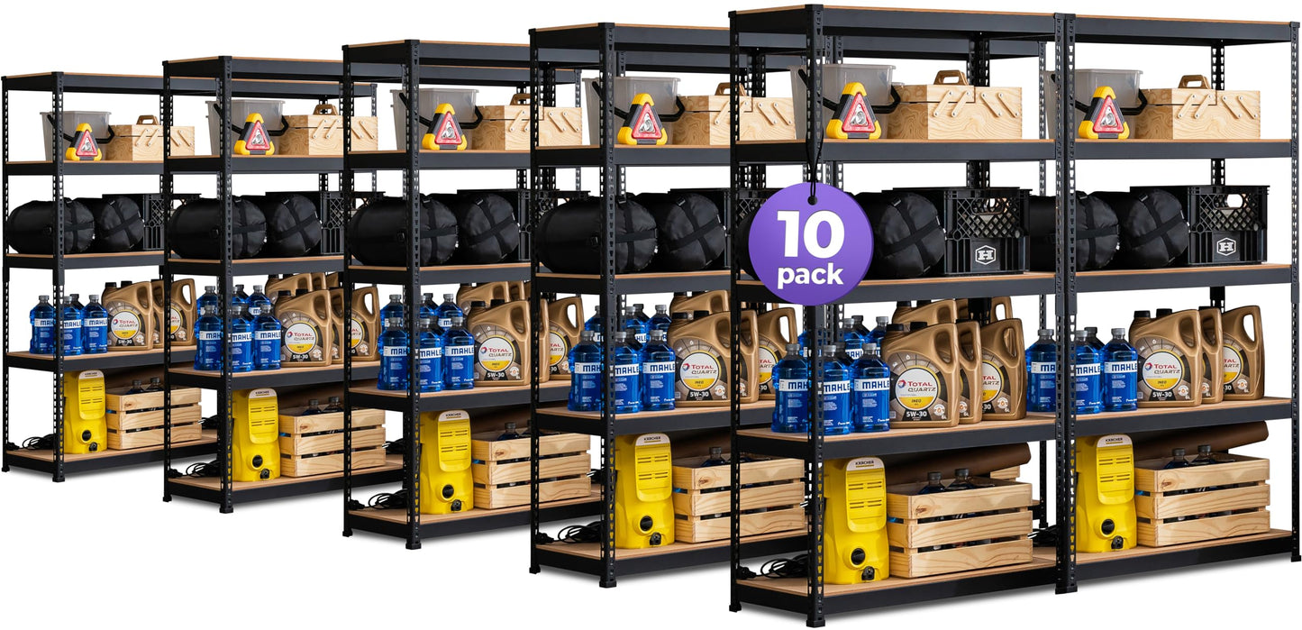 HOMEDANT 5 Tier Laminated Boltless Heavy Duty Garage Storage Adjustable Wide Size Metal Shelving Unit Utility Rack Shelves Organization Multipurpose Shelf Shed Warehouse 47.7"W x 24.1"D x 71.3"H 2Pack