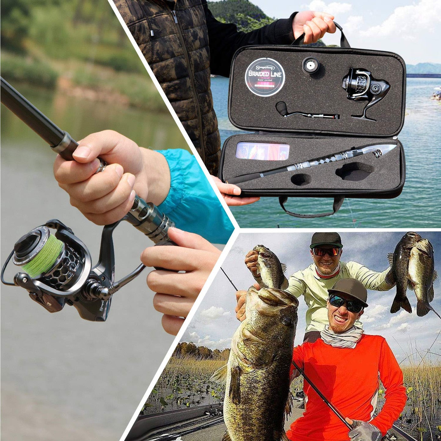 Sougayilang Fishing Rod Reel Combo with Telescopic Fishing Pole Spinning Reel Carrier Bag