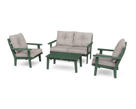 POLYWOOD® Lakeside Deep Seating Set, Green/Weathered Tweed