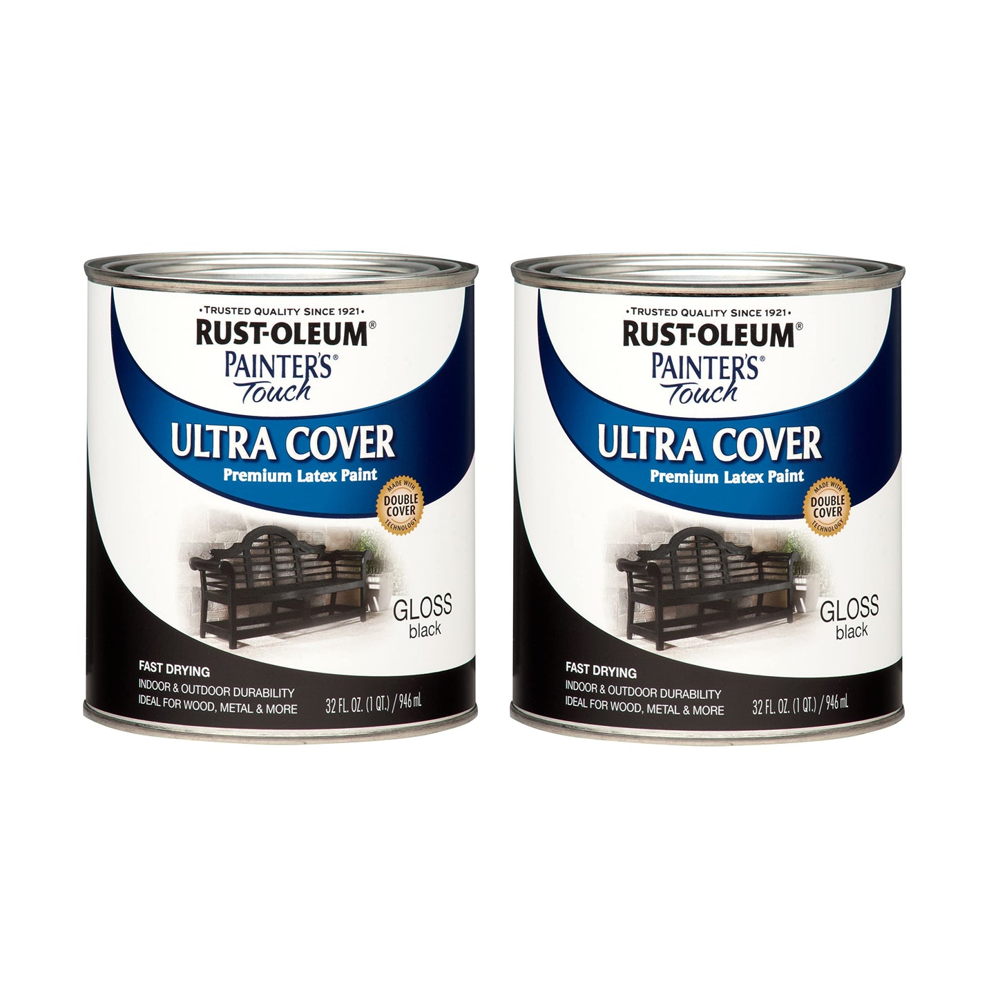 Rust-Oleum 1976502 Painter's Touch Latex Paint, Flat Black 32 Fl Oz, 1 Quarts, (Pack of 1)