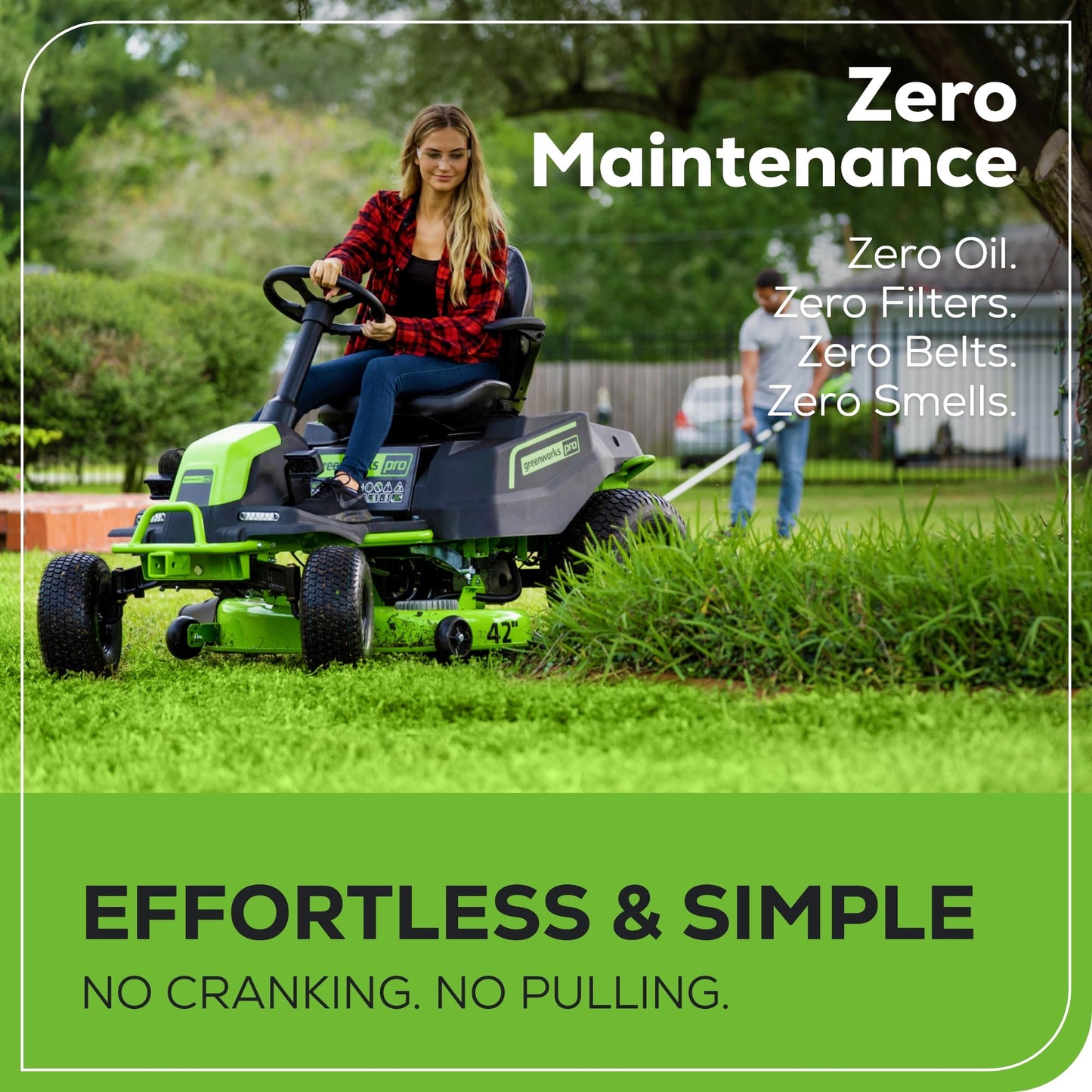 Greenworks 60V 21” Cordless (Push) Lawn Mower (LED Lights + Aluminum Handles), 5.0Ah Battery and Rapid Charger