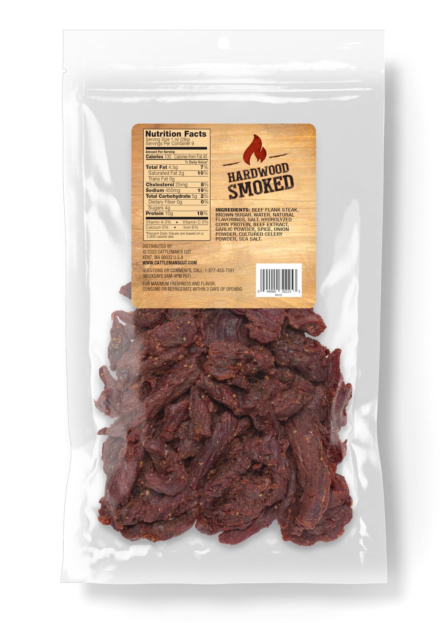 Cattleman's Cut Peppered Steakhouse Beef Jerky, 10 Ounce