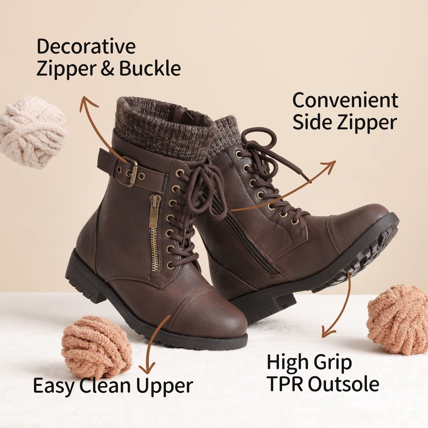 DREAM PAIRS Girl's Mid Calf Combat Ankle Lace up Boots