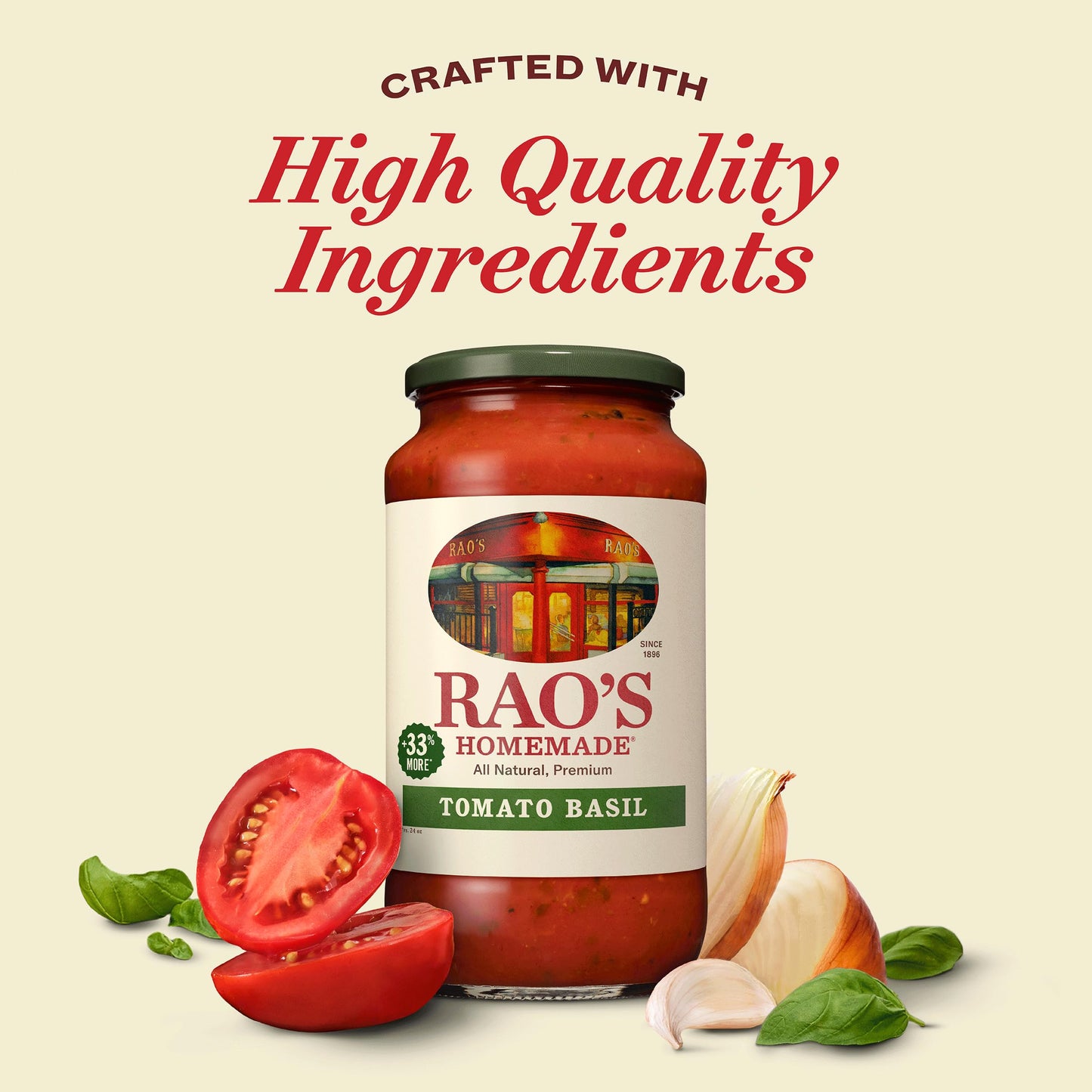 Rao's Homemade Tomato Basil Sauce, 24 oz, Tomato Sauce, All Purpose, Keto Friendly Pasta Sauce, Premium Quality, Tomatoes from Italy and Basil