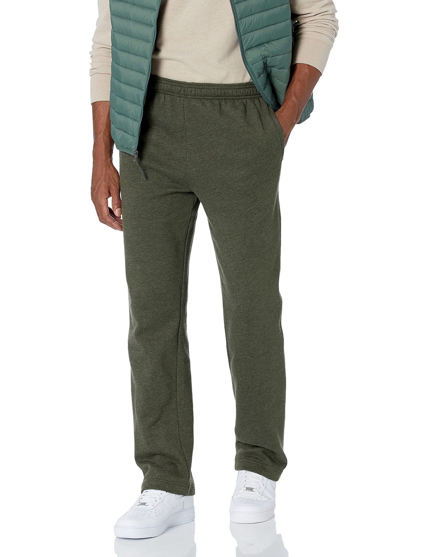Amazon Essentials Men's Relaxed Straight Leg Fleece Open Bottom Sweatpant (Available in Big & Tall)