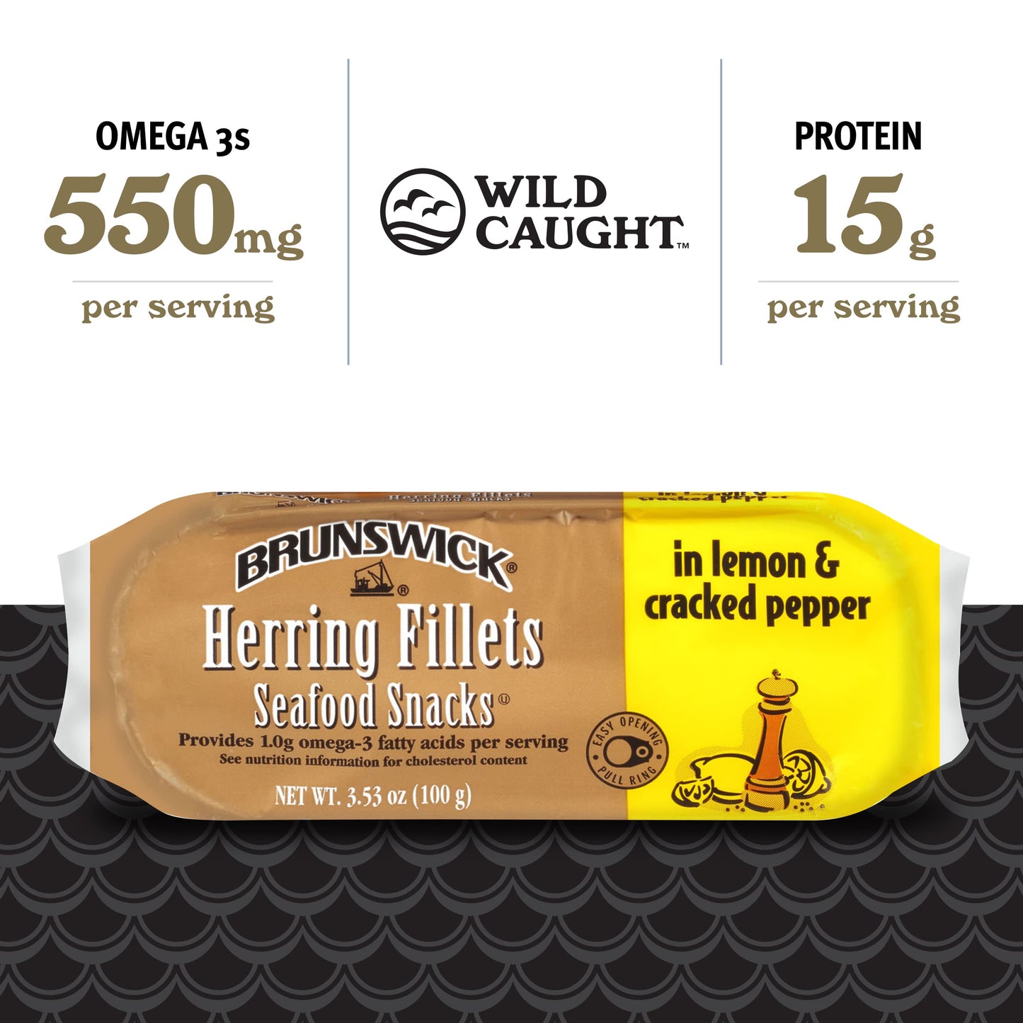Brunswick Boneless Kipper Style Herring Fillets, 3.53 oz Can (Pack of 12) - 18g Protein per Serving - Gluten Free, Keto Friendly - Great for Pasta & Seafood Recipes