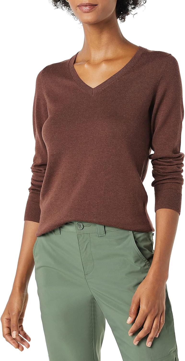 Amazon Essentials Women's Regular-Fit Lightweight Long-Sleeve V-Neck Sweater